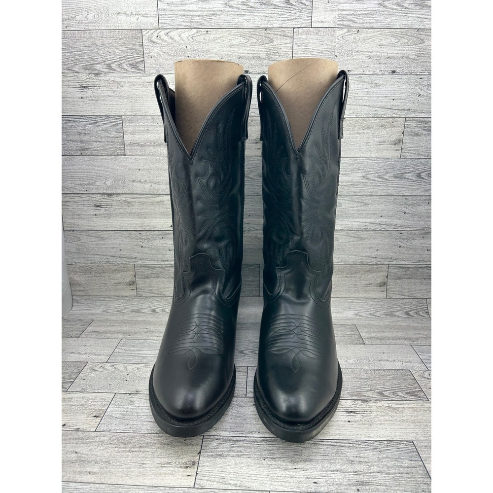 Laredo 4240 Men Black Leather Western Cowboy Boots Size 9.5D Oil Resistant